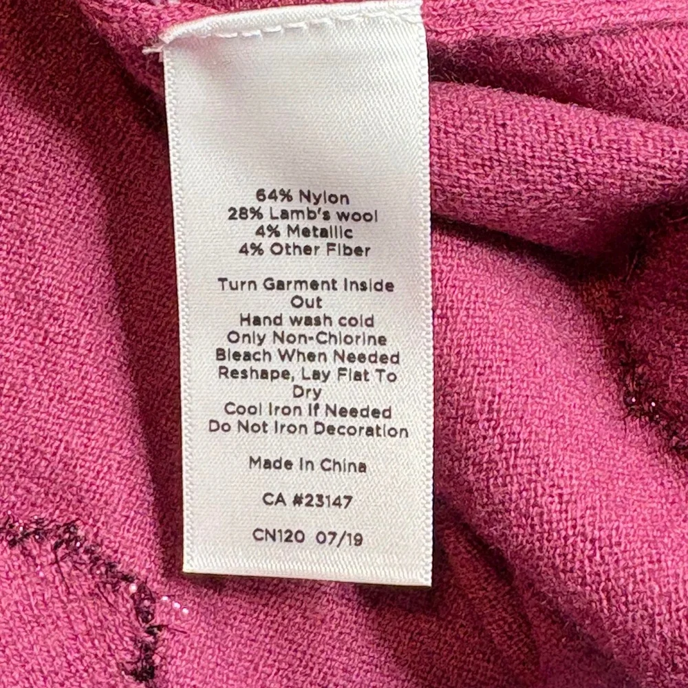 Talbots Petite Medium Wool Blend Sweater Fuchsia‎ Pink Metallic Polka Dot NWT